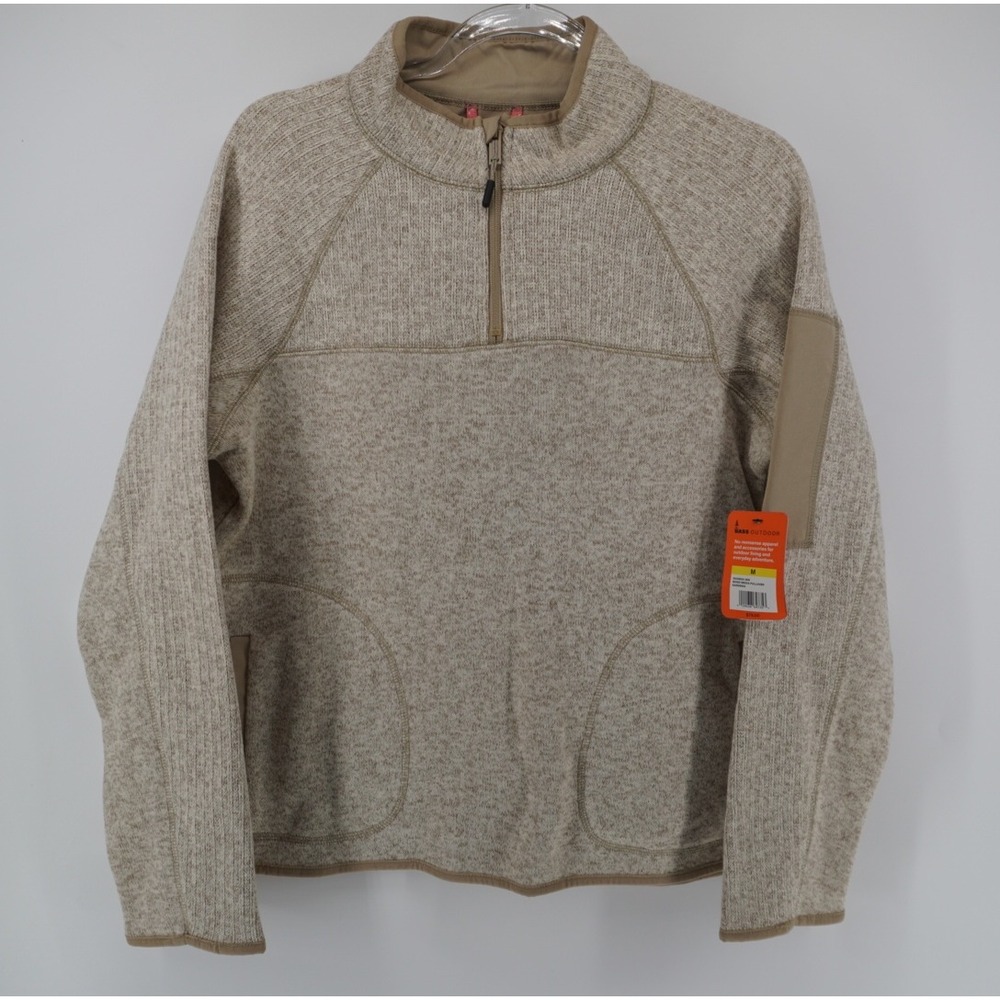 Bass Outdoor Women Mixed Media‎ 1/4 Zip Sweater Fleece Gardenia Gorpcore NEW